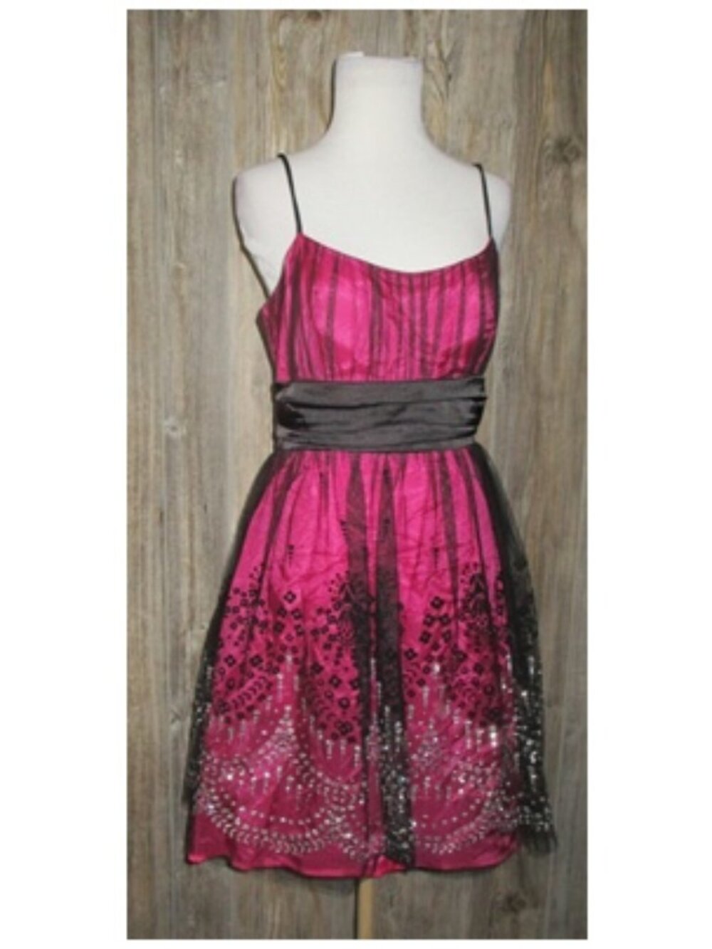 Taboot Pink Dress w/Black Lace Overlay Juniors Sz Medium Whimsigoth Party Dance